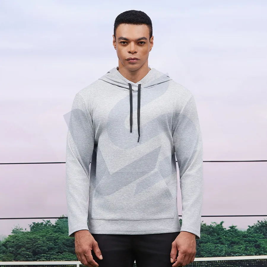 LS-B0737 Men's Running Hoodie in Grey Variant 2, original product photograph