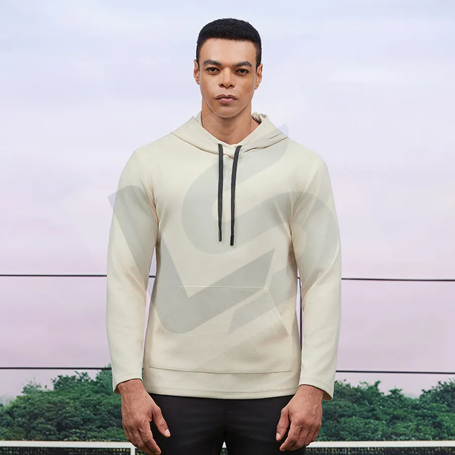 LS-B0737 Men's Running Hoodie in Ivory, original product photograph