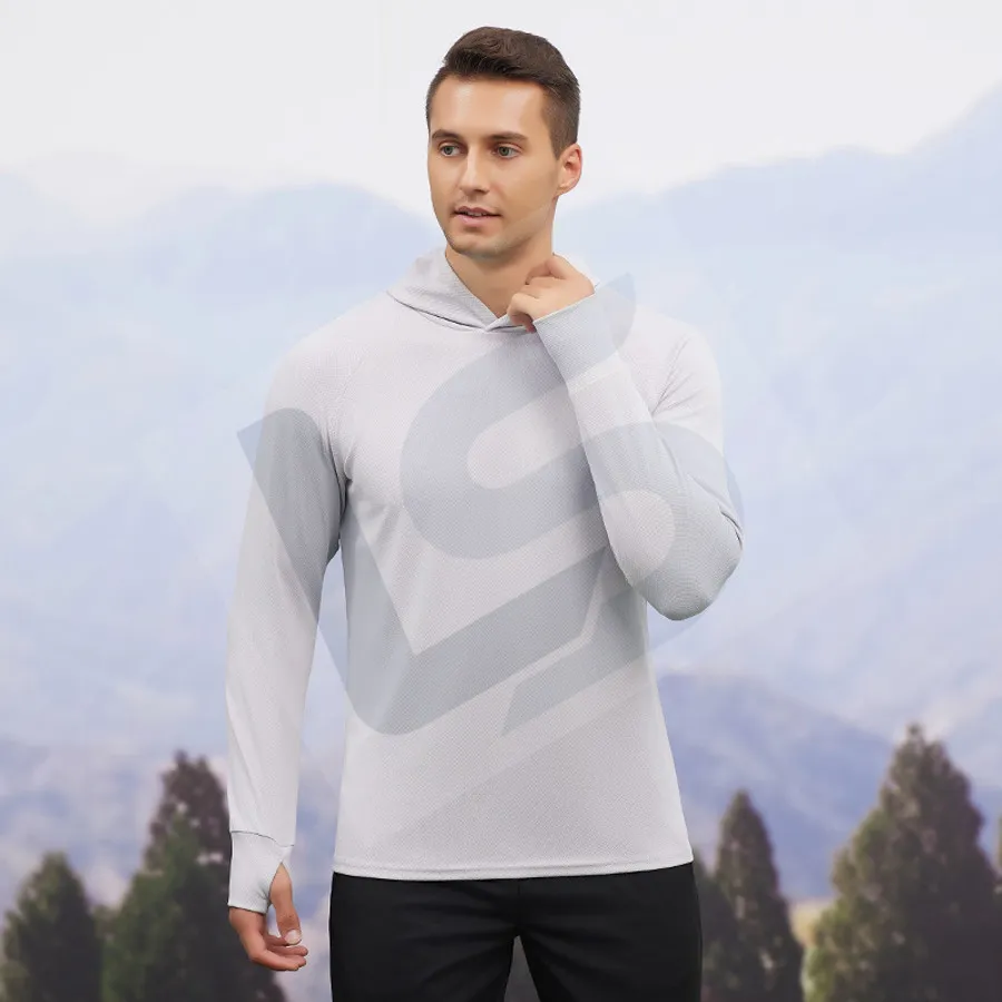 LS-B0738 Men's Running Hoodie in Grey Variant 1, original product photograph