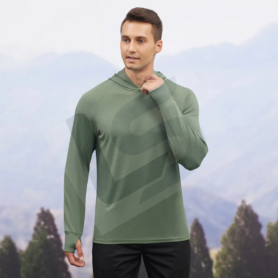 LS-B0738 Men's Running Hoodie in Green, original product photograph