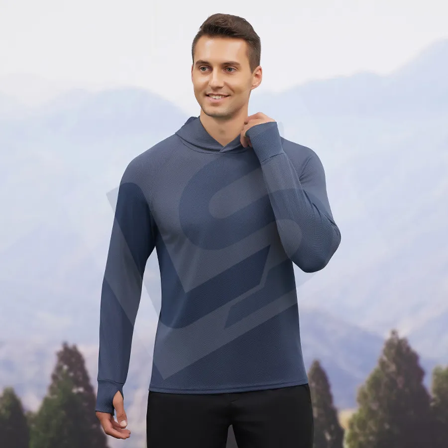 LS-B0738 Men's Running Hoodie in Grey Variant 2, original product photograph