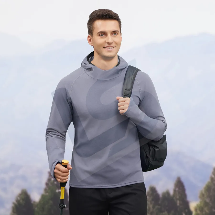 LS-B0739 Men's Running Hoodie in Grey, original product photograph