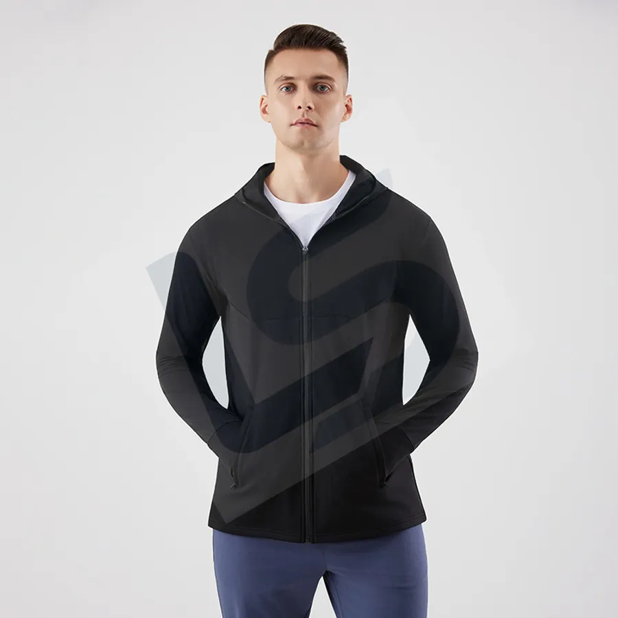 LS-B0741 Men's Running Hoodie in Black Variant 3, original product photograph