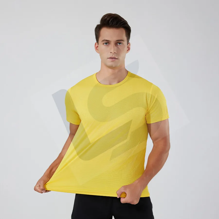 LS-B0745 Unisex Running T-Shirt in Yellow Variant 1, original product photograph