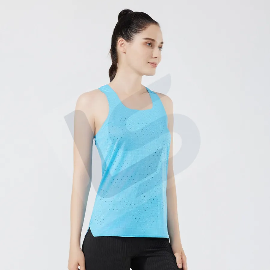 LS-B0747 Unisex Running Singlet in Blue Variant 2, original product photograph