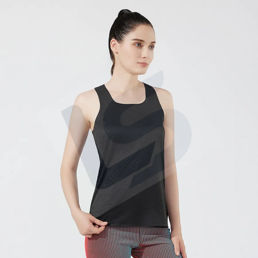 LS-B0747 Unisex Running Singlet in Black Variant 1, original product photograph