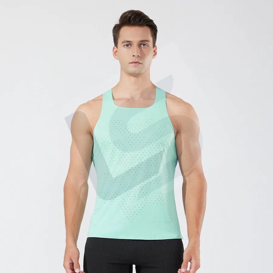 LS-B0747 Unisex Running Singlet in Blue Variant 4, original product photograph