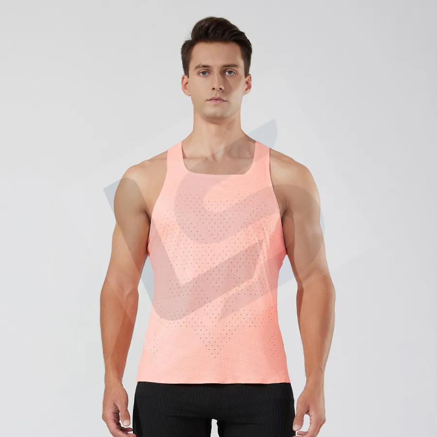 LS-B0747 Unisex Running Singlet in Pink Variant 2, original product photograph
