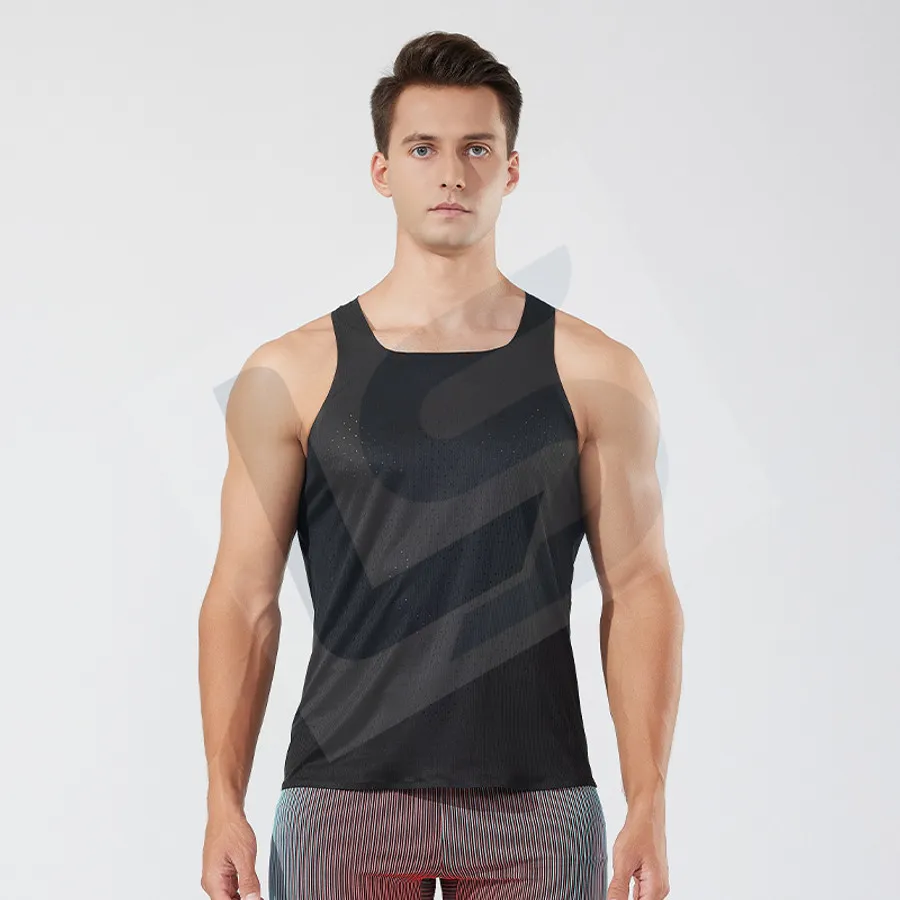LS-B0747 Unisex Running Singlet in Black Variant 2, original product photograph