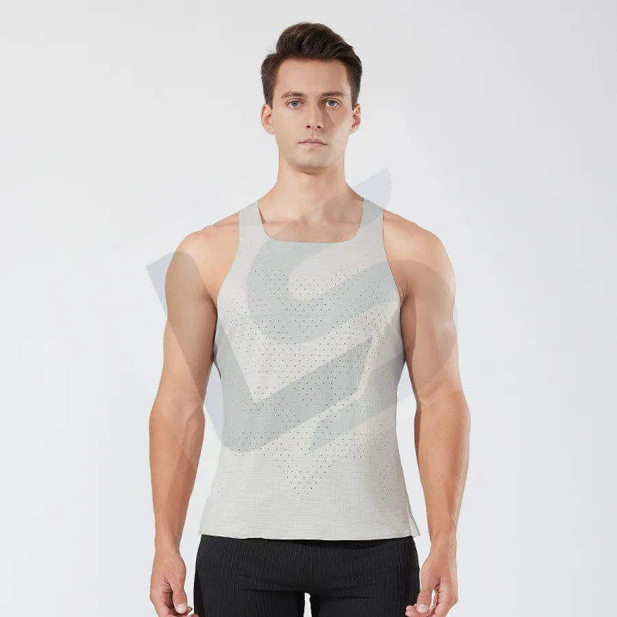 LS-B0747 Unisex Running Singlet in Grey Variant 2, original product photograph