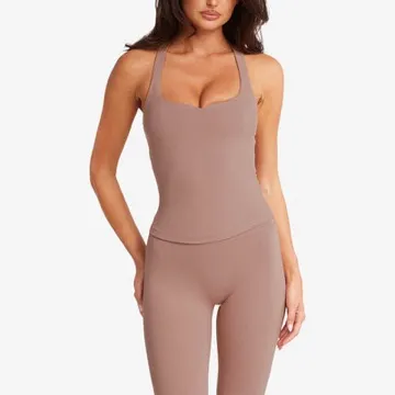 LS-B0874 Women's Padded Sports Tank in Pink, original product photograph