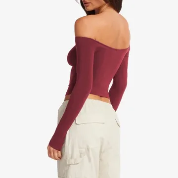LS-B0893 Women's Long-Sleeve Yoga Top in White, original product photograph