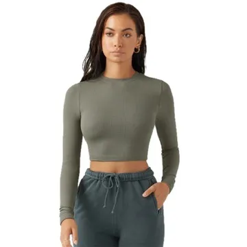 LS-B0898 Women's Long-Sleeve Yoga Top in Grey, original product photograph