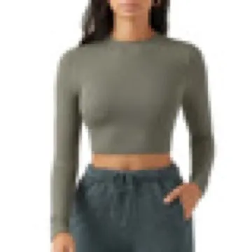 LS-B0898 Women's Long-Sleeve Yoga Top in Red, original product photograph