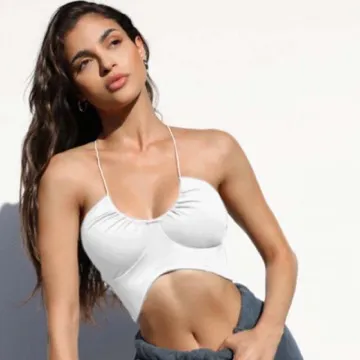 LS-B0903 Women's Sports Bra in White, original product photograph