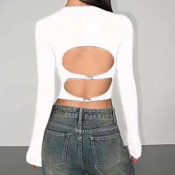 LS-B0911 Women's Long-Sleeve Yoga Top in White, original product photograph