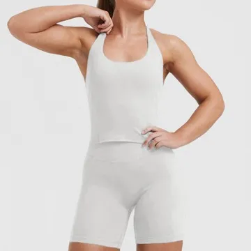 LS-B0914 Women's Padded Sports Tank in White, original product photograph