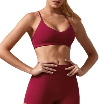 LS-B0949 Women's Sports Bra in Cherry Red, original product photograph