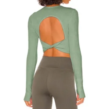 LS-B0952 Women's Long-Sleeve Yoga Top in Brown, original product photograph
