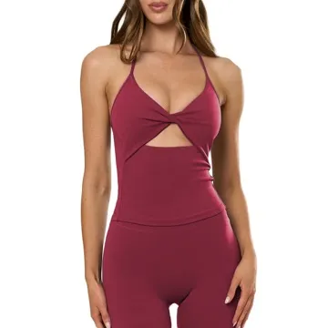 LS-B0972 Women's Padded Sports Tank in Cherry Red, original product photograph