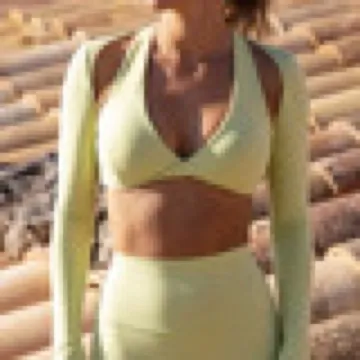 LS-B1008 Women's Long-Sleeve Yoga Top in Coffee, original product photograph