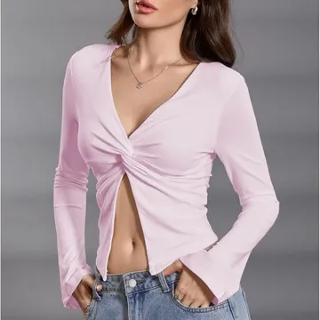 LS-B1010 Women's Long-Sleeve Yoga Top in Blue, original product photograph