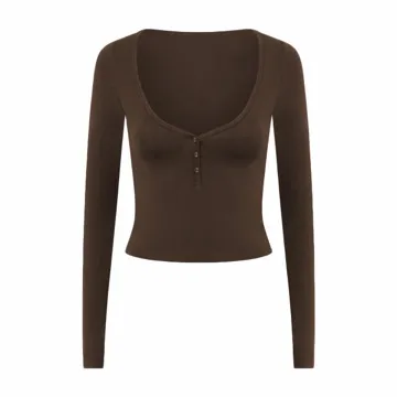 LS-B1012 Women's Long-Sleeve Yoga Top in Navy, original product photograph