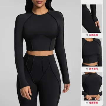 LS-B1024 Women's Long-Sleeve Yoga Top in White, original product photograph