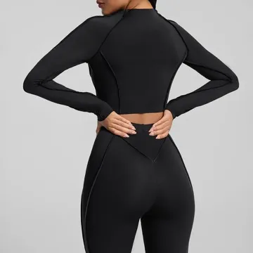 LS-B1024 Women's Long-Sleeve Yoga Top in Sakura Pink, original product photograph