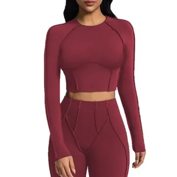 LS-B1024 Women's Long-Sleeve Yoga Top in Toffee, original product photograph