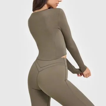 LS-B1042 Women's Long-Sleeve Yoga Top in Navy, original product photograph