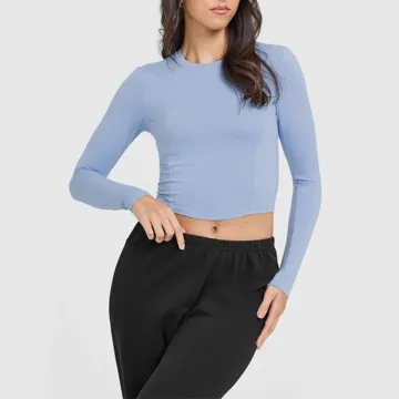 LS-B1042 Women's Long-Sleeve Yoga Top in Star Grey, original product photograph