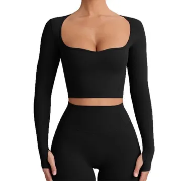LS-B1050 Women's Long-Sleeve Yoga Top in Brown, original product photograph