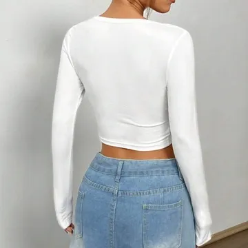 LS-B1059 Women's Long-Sleeve Yoga Top in White, original product photograph