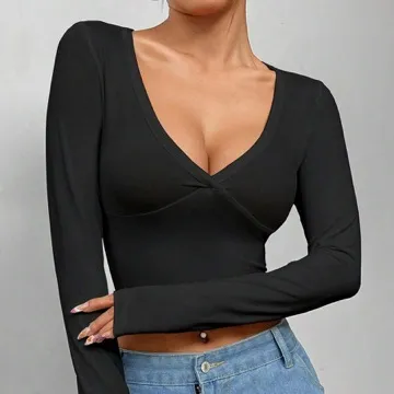 LS-B1059 Women's Long-Sleeve Yoga Top in Navy, original product photograph