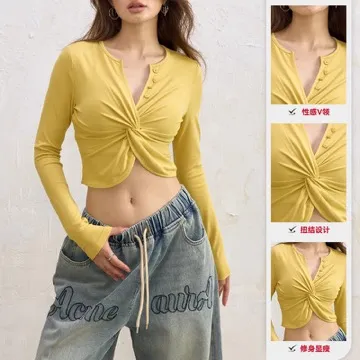 LS-B1066 Women's Long-Sleeve Yoga Top in Red, original product photograph