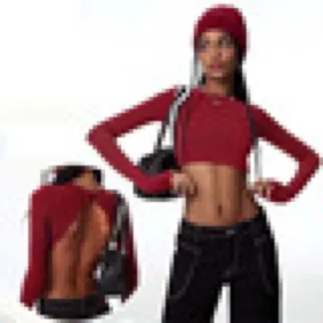 LS-B1076 Women's Long-Sleeve Yoga Top in Brown, original product photograph