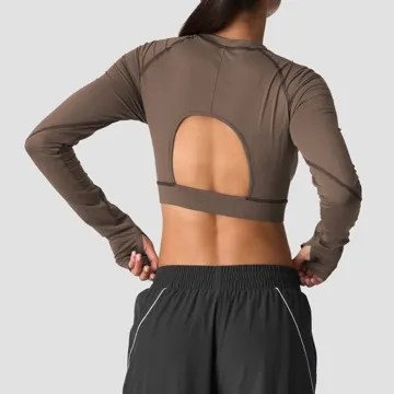 LS-B1095 Women's Long-Sleeve Yoga Top in Navy, original product photograph
