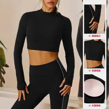 LS-B1104 Women's Long-Sleeve Yoga Top in Pink, original product photograph