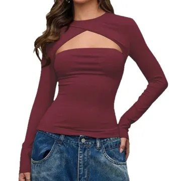 LS-B1112 Women's Long-Sleeve Yoga Top in Navy, original product photograph