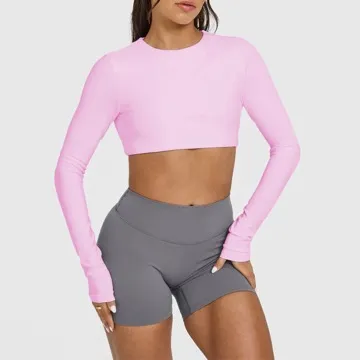 LS-B1113 Women's Long-Sleeve Yoga Top in Grey, original product photograph