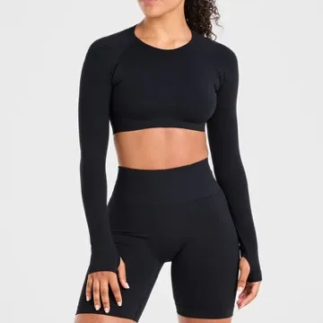 LS-B1122 Women's Long-Sleeve Yoga Top in Pink, original product photograph