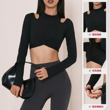 LS-B1141 Women's Long-Sleeve Yoga Top in Grey, original product photograph