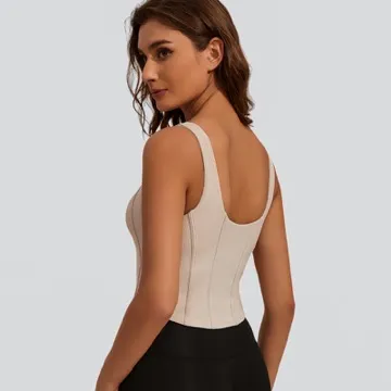 LS-B1151 Women's Padded Sports Tank in White, original product photograph
