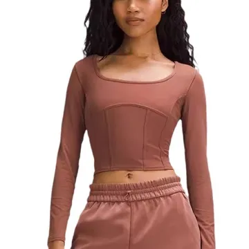 LS-B1157 Women's Long-Sleeve Yoga Top in Grey, original product photograph