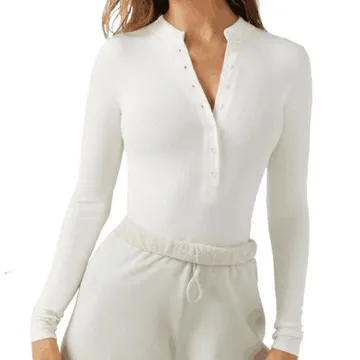 LS-B1169 Women's Long-Sleeve Yoga Top in White, original product photograph