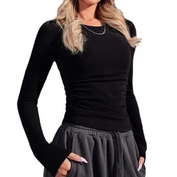 LS-B1172 Women's Long-Sleeve Yoga Top in Green, original product photograph