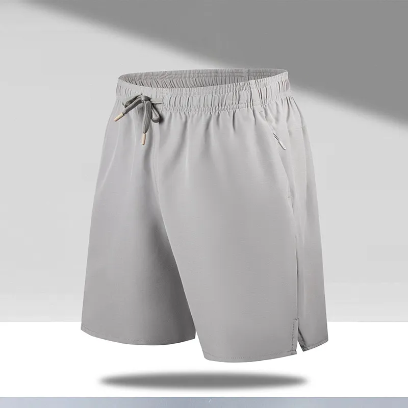 ST26-BS-006 Relaxed Split-Hem Sport Shorts in Light Grey, original product photograph