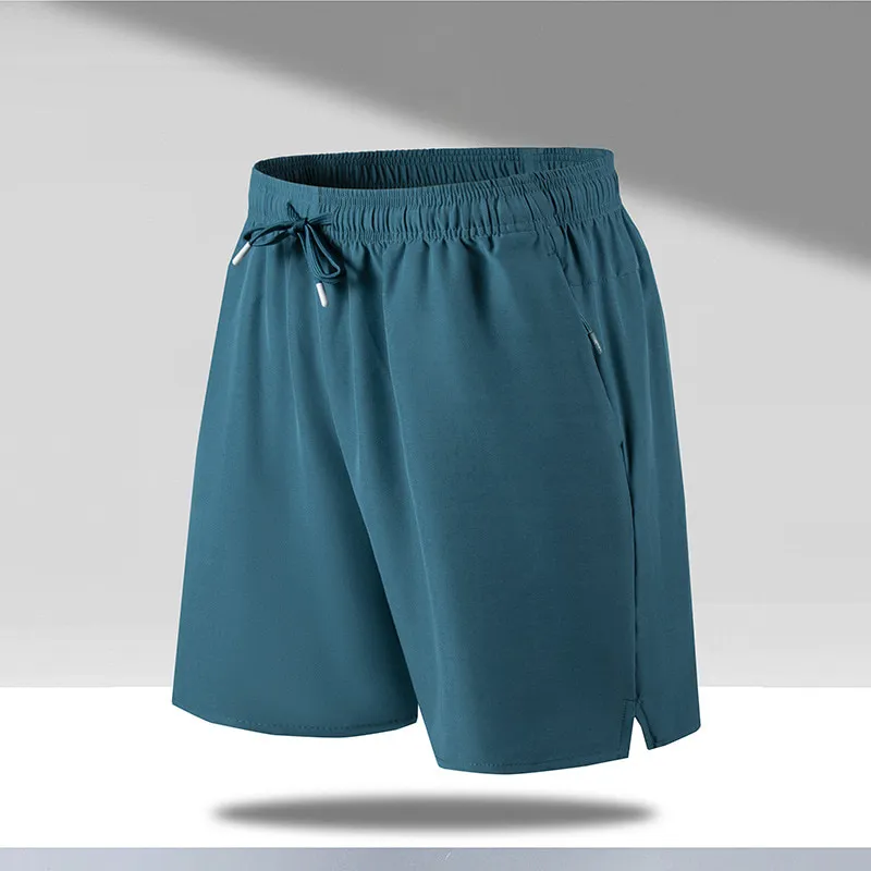 ST26-BS-006 Relaxed Split-Hem Sport Shorts in Teal, original product photograph