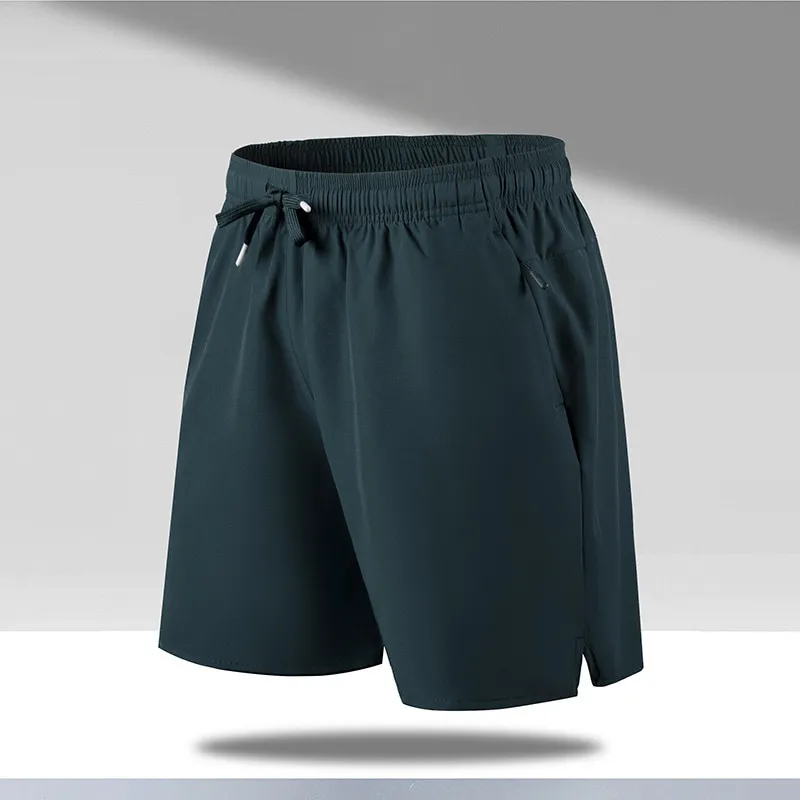 ST26-BS-006 Relaxed Split-Hem Sport Shorts in Dark Green, original product photograph
